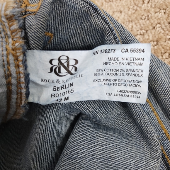Rock & Republic Berlin Tuxedo Stripe Denim Jeans Size 12M - Picture 9 of 9